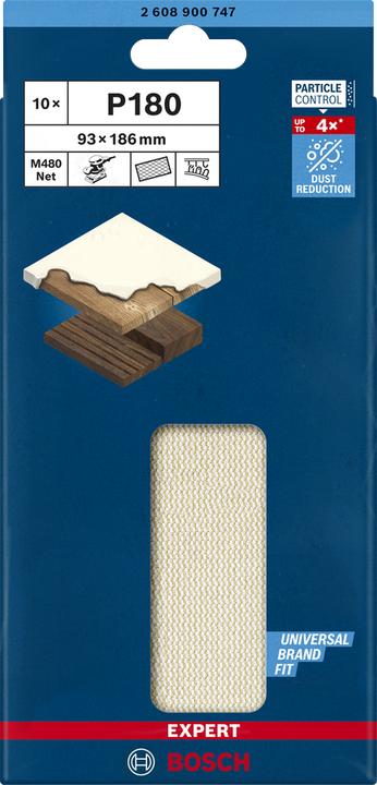 Actual product image Bosch Professional Zubehör EXPERT M480 Sanding net for orbital sanders, 93 x 186 mm, G 180, 10 pcs. (180)