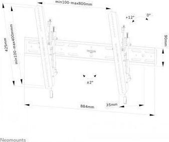 Image du produit Neomounts Support mural WL35S-850BL18 Noir (Mur, 98", 100 kg)