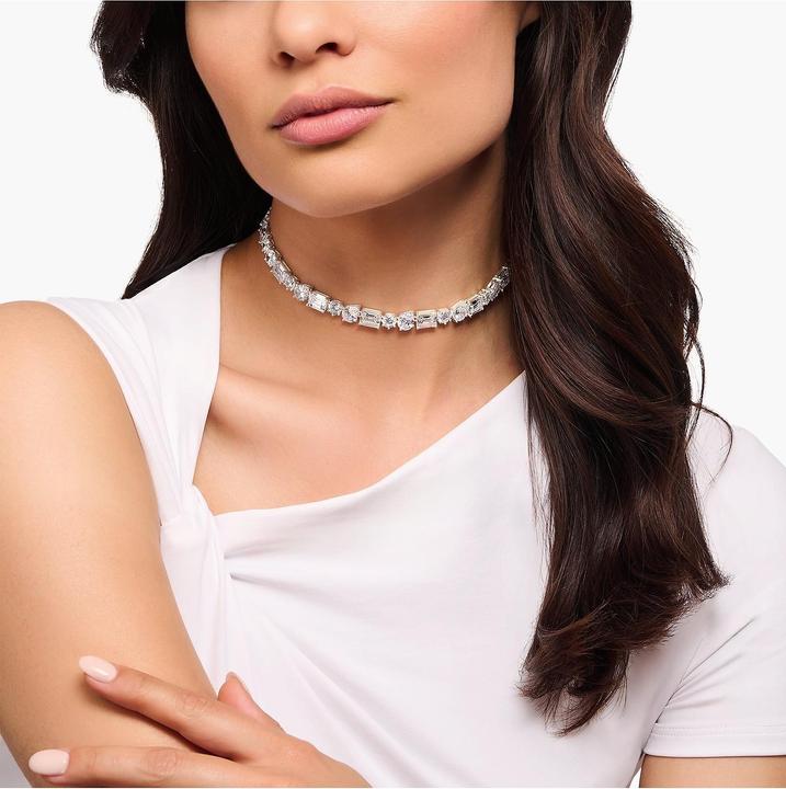 Immagine prodotto Thomas Sabo Collana girocollo con pietre bianche a tre tagli in argento (Argento 925, 34 - 42 cm)