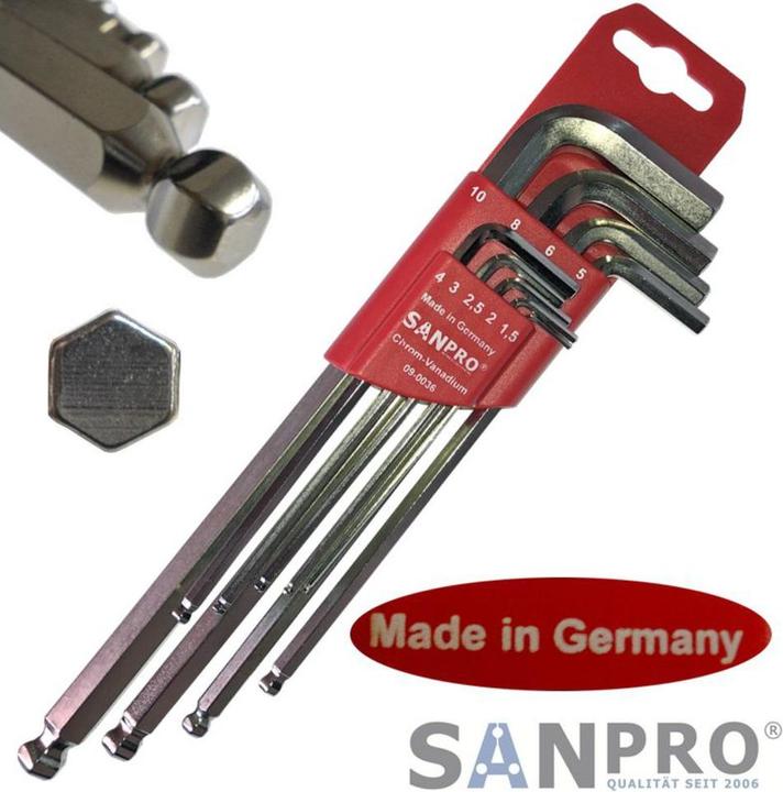 Sanpro Long hexagon socket spanner in a set - e.g. for Allen keys