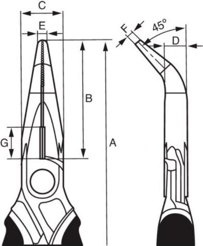 Produktbild Bahco ERGO Flachrundzangen mit isolierten Zwei-Komponenten-Griffen und um 45° abgewinkelter Spitze, phos (200 mm)