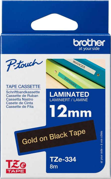 Actual product image Brother Tze-334 (1.20 cm, Gold, Black)