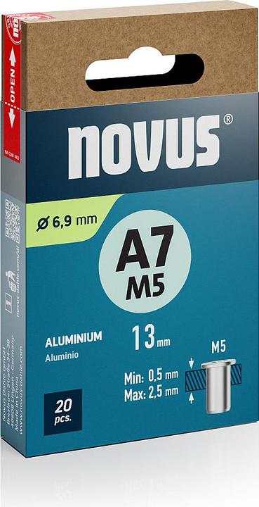 Immagine prodotto Novus Nietmutter A7 M5, L: 11.5 mm Alu
