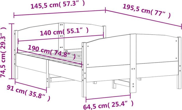 Immagine prodotto vidaXL Bettrahmen (140 x 190 cm)