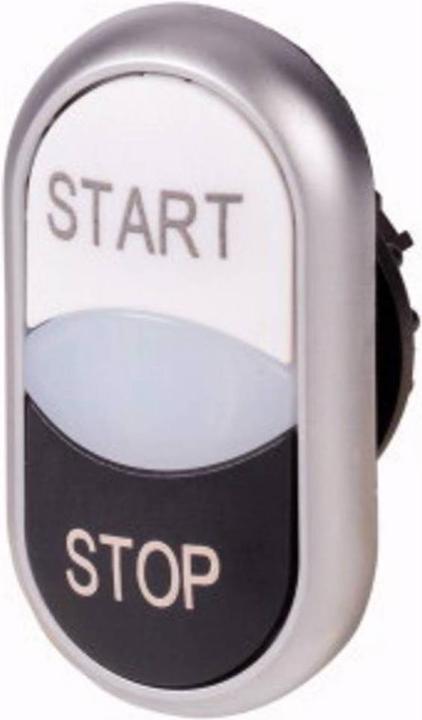 Actual product image Eaton Double pushbutton illuminated. labeled M22-DDL-WS