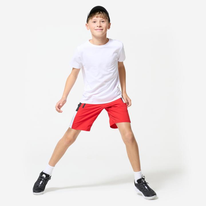 Actual product image Decathlon Shorts Sporthose Kinder atmungsaktiv - rot/weiss
