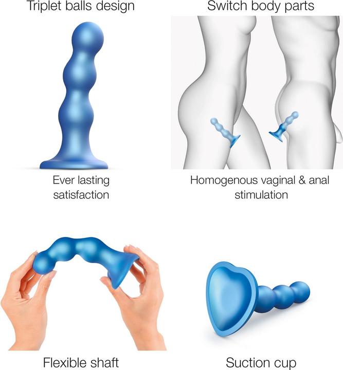 Actual product image Strap-on-me Dildo Plug Balls Metallic Blue L