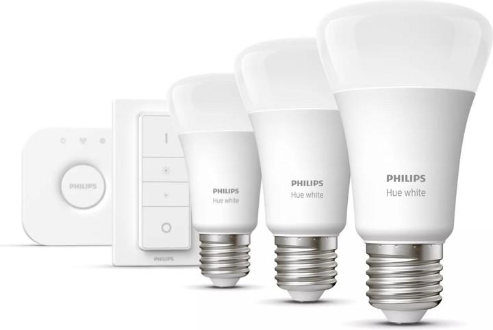 Philips Hue White BT Starterset (E27, 9.50 W, 806 lm, 3 x, F)