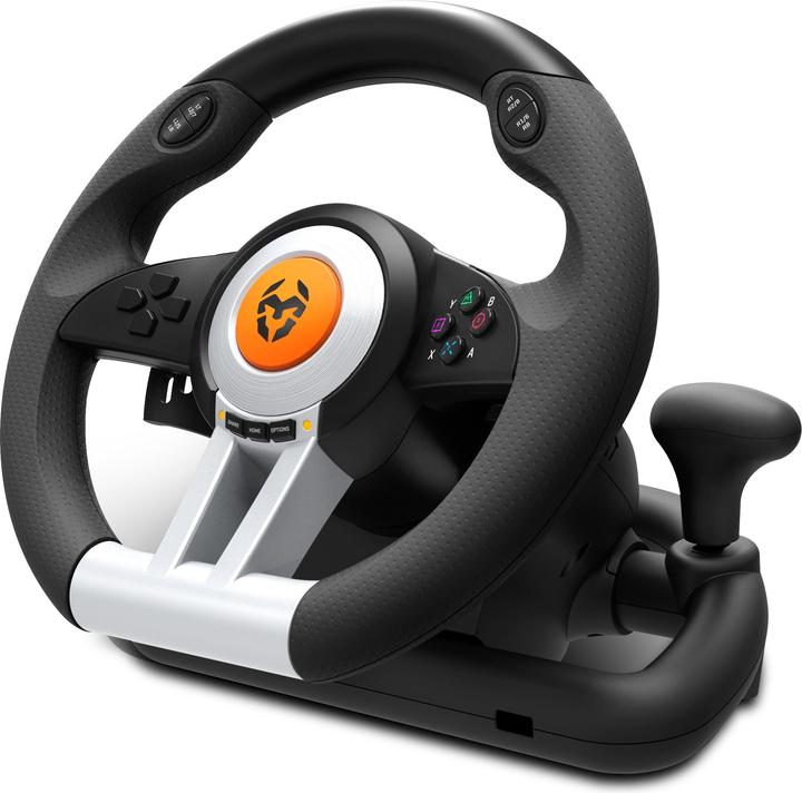 Actual product image Krom K-Wheel Black USB Steering Wheel + Pedals Analogue / Digital PlayStation 4 (Playstation Classic, PS3, PS4, Xbox One S)