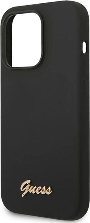 Actual product image Guess GUHCP14LSLSMK iPhone 14 Pro 6.1" czarny/black hard case Silicone Vintage Gold Logo (Apple iPhone 14 Pro)