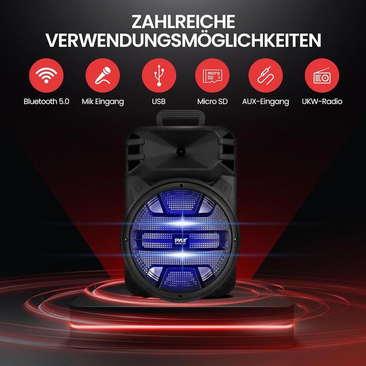 Produktbild Pyle Bluetooth-Lautsprecher mit Rädern Karaoke DJ LED-Beleuchtung