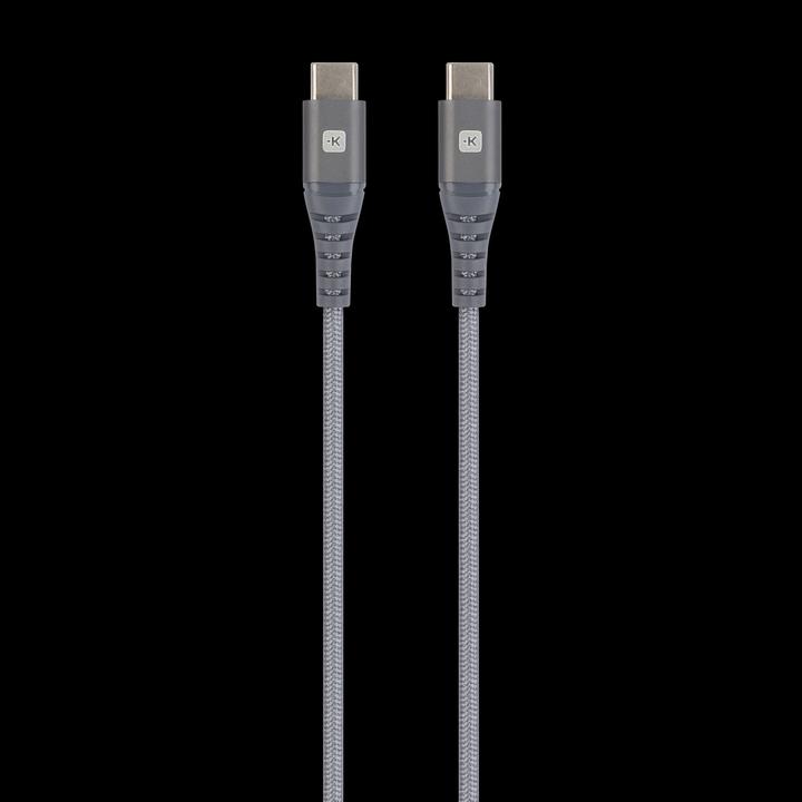Actual product image Skross USB Cable USB-C to USB-C Cable 2.0, Braiding, 1.20m space gray (1.20 m, USB 2.0, 36 W)