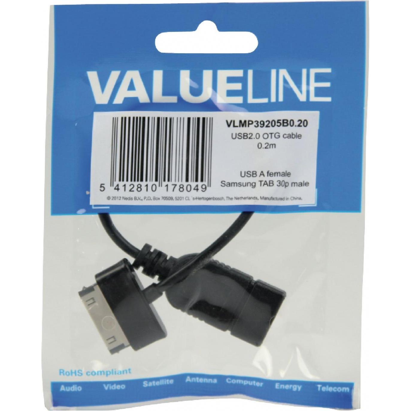 Thumbnail - Valueline USB 2.0 A - Samsung 30-pin OTG datakabel 0,20m (0.20 m), USB Kabel