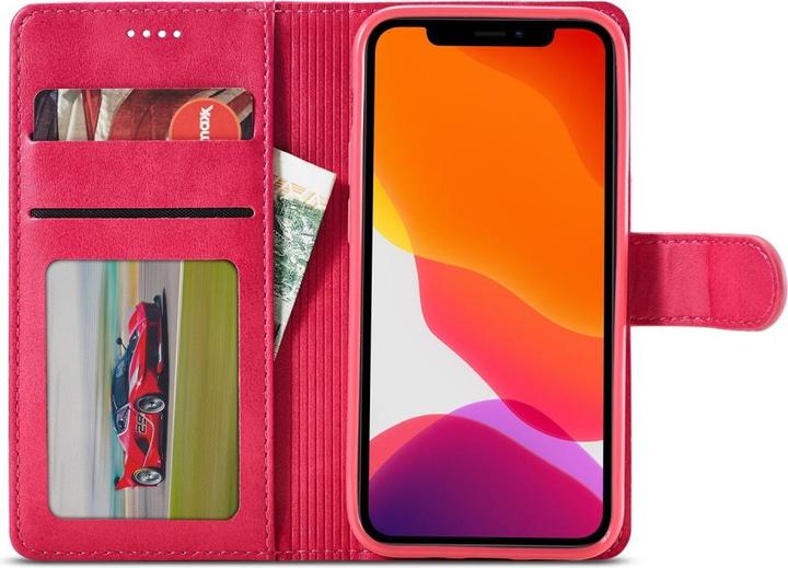 Image du produit Ueli Express iPhone 12 / iPhone 12 Pro Livre Etui en cuir véritable avec porte-carte Rose (Apple iPhone 12 Pro, Apple iPhone 12)