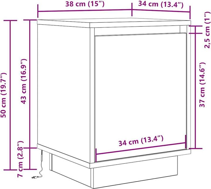 Produktbild vidaXL Nachttisch (38 x 34 x 50 cm)