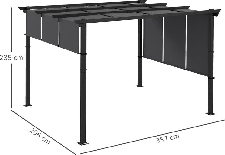 Image du produit Outsunny Pergola Stahl, Polyesterstoff Dunkelgrau (357 cm, 296 cm)
