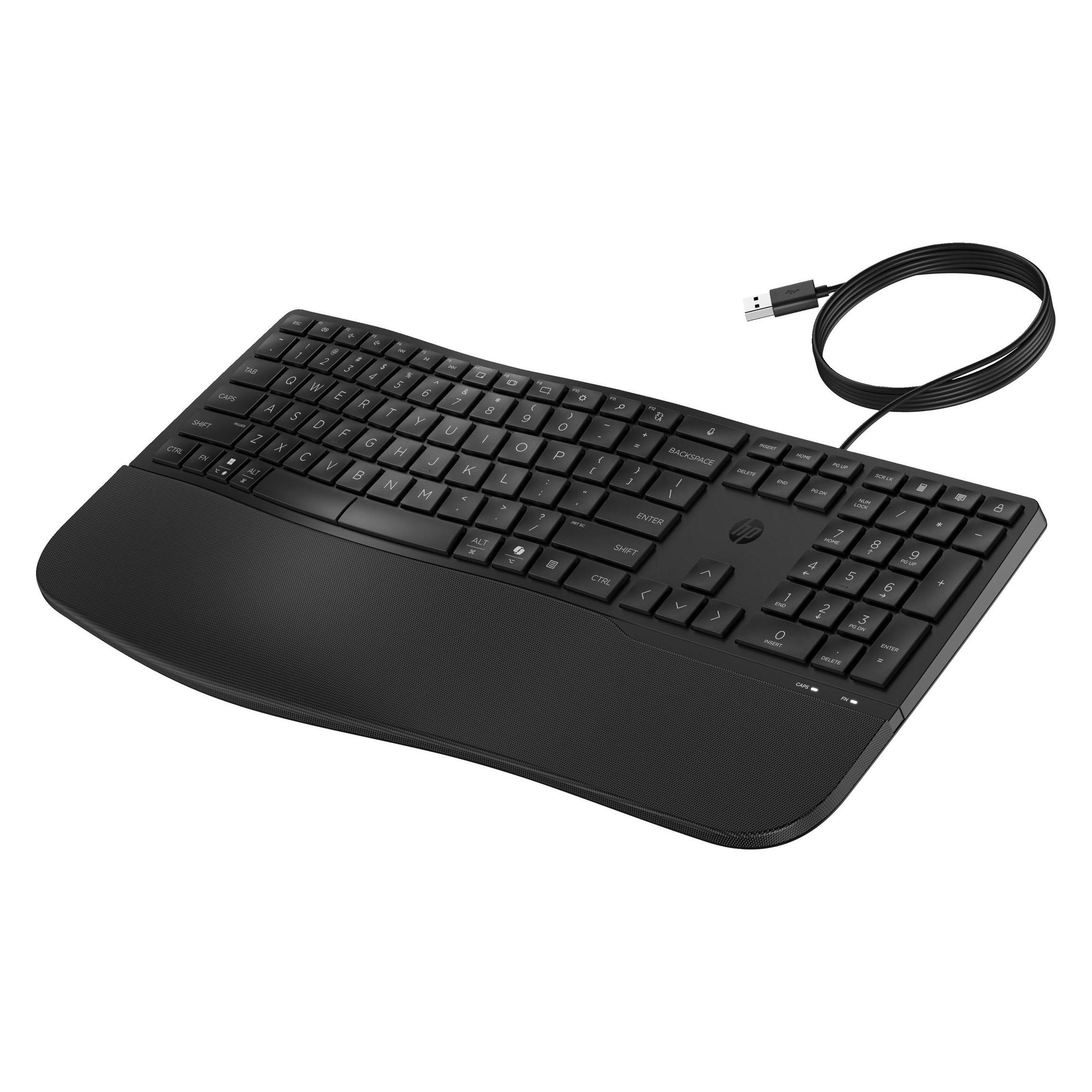 HP 480 Comfort Wired Keyboard-GR (P) (DE, Kabelgebunden), Tastatur, Schwarz