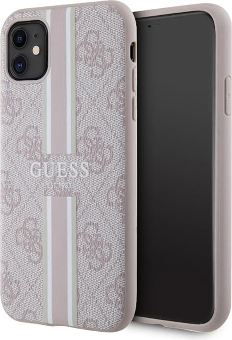 Actual product image Guess GUHMN61P4RPSP iPhone 11 / Xr różowy/pink hardcase 4G Printed Stripes MagSafe (Apple iPhone 11)
