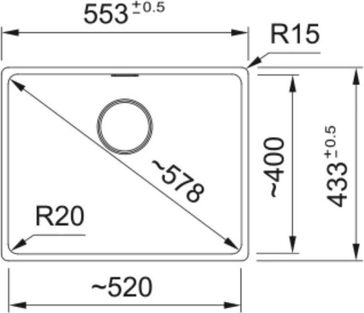 Actual product image Franke 125.0683.181 (Fitted sink, 43.30 cm, 55.30 cm)