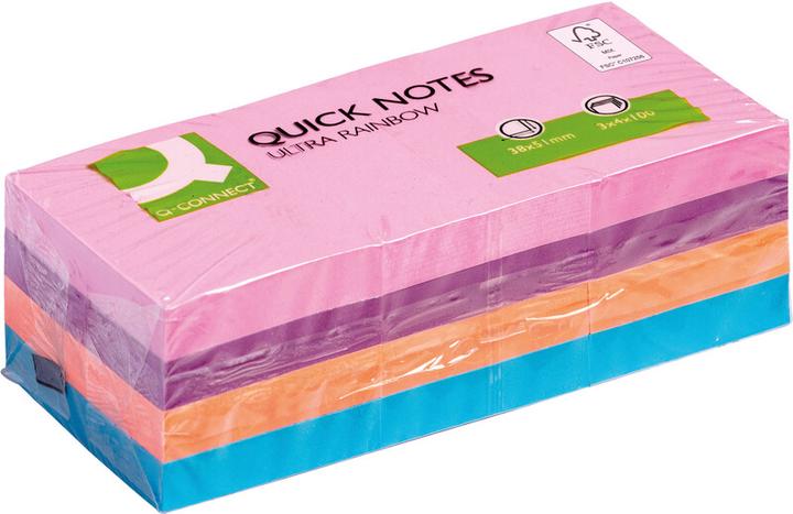 Q-Connect Papillons adhésifs Quick Notes Ultra Rainbow assortis (51 x 38 mm)