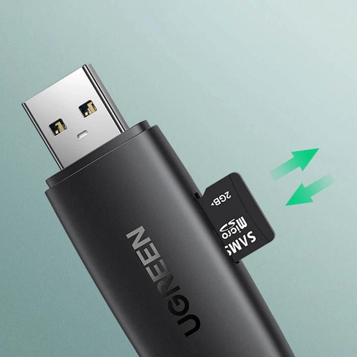 Actual product image Ugreen CM304 USB + USB-C Adapter Card Reader SD + microSD (black) (USB-C)