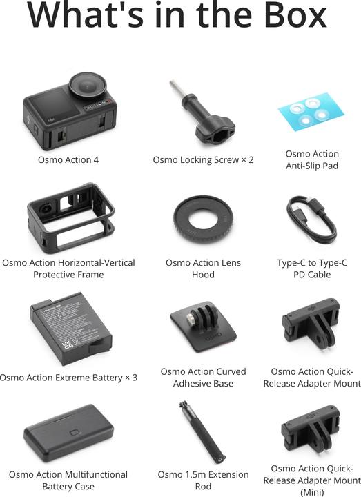 Produktbild DJI Osmo Action 4 Adventure Combo (120p, Bluetooth, WLAN)