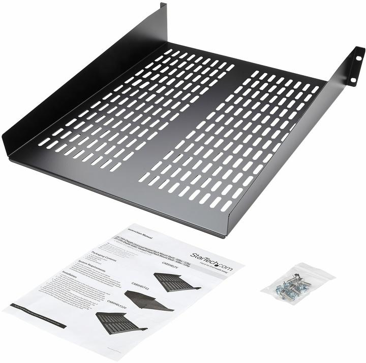 Produktbild StarTech 2 HE Fest montierter Fachboden für Server Rack/ Schrank bis 22 Kg - 55 cm Tief - belüftet