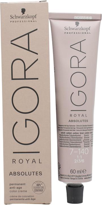 Actual product image Schwarzkopf Professional Igora Royal Absolutes S 7-140 Medium Blonde Cendré Beige Natural (7-140 Medium Blonde Cendré Beige Natural)