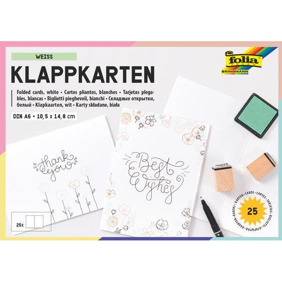 Thumbnail - Folia, Bastelpapier, Briefkarte DIN A6 hoch doppelt weiss (25 x)