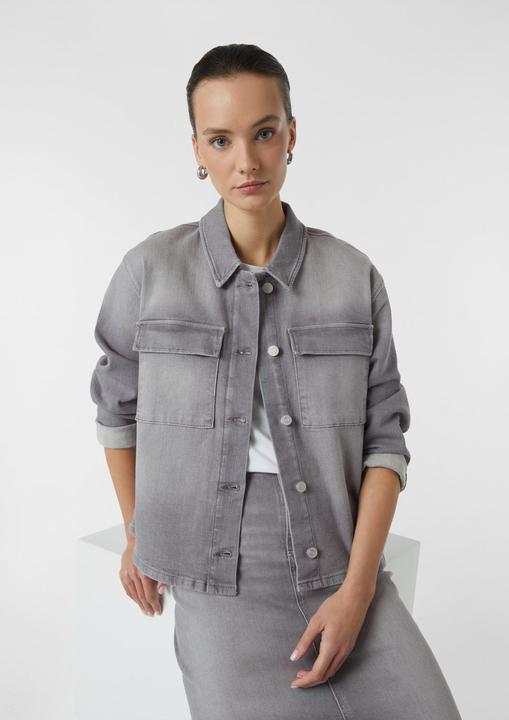 Image du produit Comma Indoor-Jacke Elastisches Denim-Overshirt mit aufgesetzten Taschen (44)