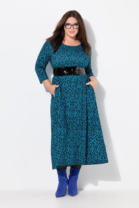 Produktbild Ulla Popken Jerseykleid, A-Linie, V-Ausschnitt, 3/4-Arm, Taschen (50, 52)