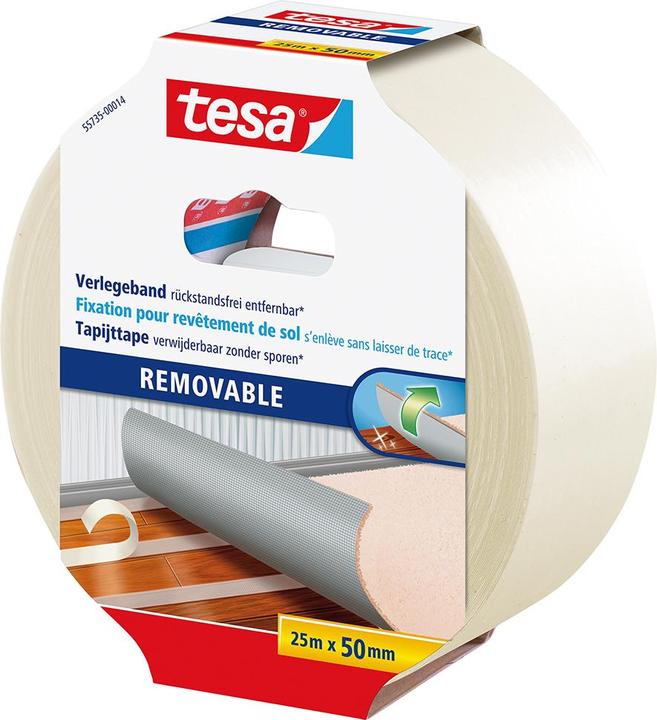 Produktbild tesa Verlegeband REMOVABLE, doppelseitiges Klebeband, rückstandsfrei entfernbar (50 mm)