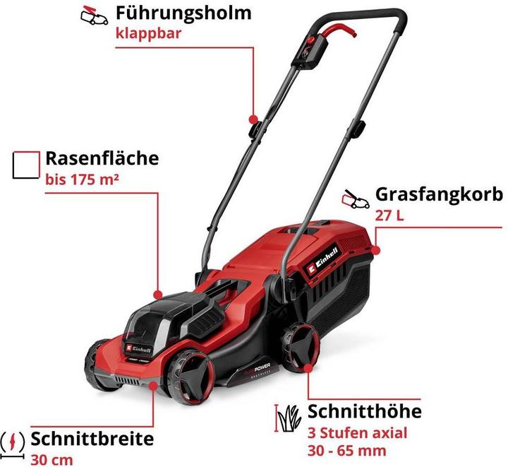 Produktbild Einhell GE-CM 18/30-1 Li BL (1x3,0Ah) Akku Akku-Rasenmäher inkl. Akku, inkl. L (Akkubetrieb)