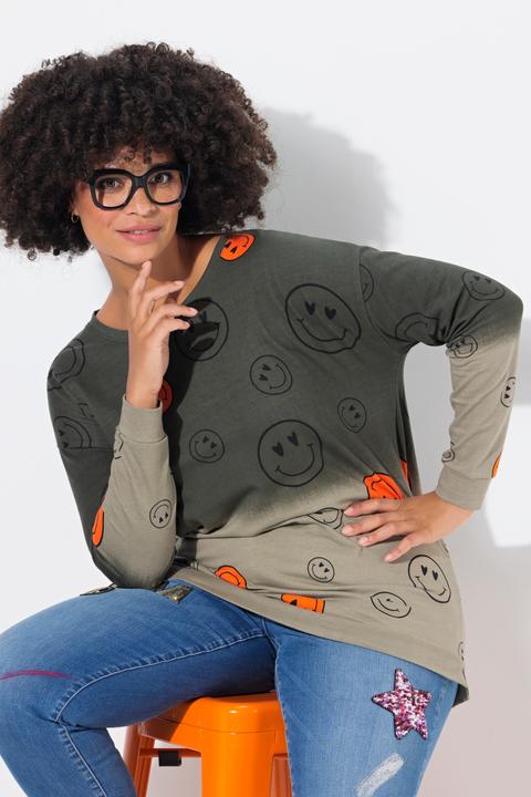 Actual product image Angel of Style Oversized Long-Sleeve Color Gradient Smiley Print Sweatshirt (50)
