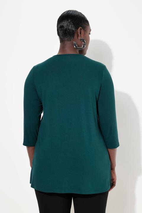 Produktbild Ulla Popken Shirt, tiefer Rundhalsausschnitt, 3/4 Arm (42, 44)