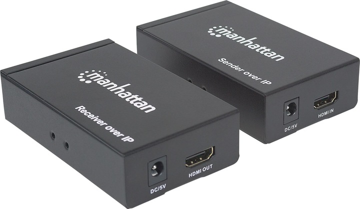 Image du produit Manhattan Kit extender HDMI over IP 1080p Prolonge le signal 1080p avec un switch et un câble réseau.