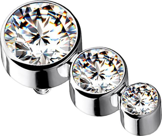 Immagine prodotto Star Piercing Ancora dermica d'argento con tre cristalli d'argento (senza ottone, Titanio)