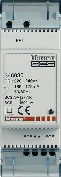 Immagine prodotto Bticino LEG 346030 Alimentatore AV-SCS AusBUS-AV max 600 mA 2 moduli (Cablato)