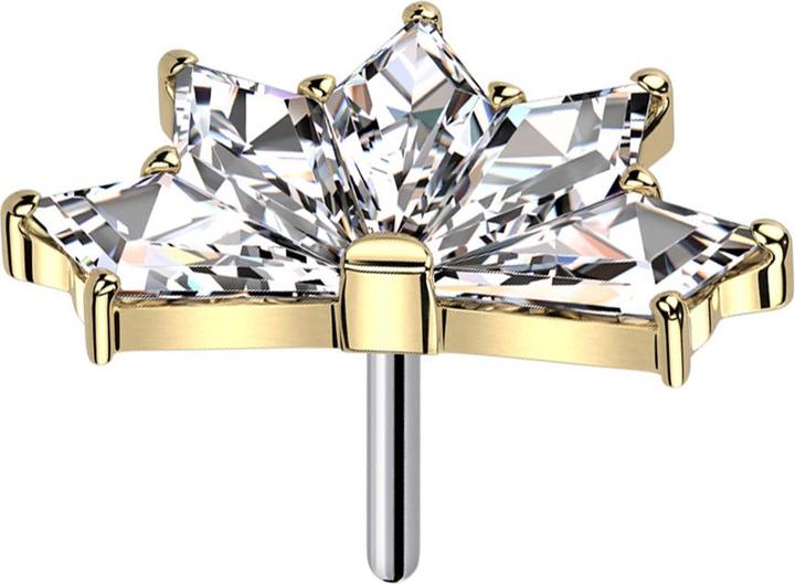 Actual product image Star Piercing Threadless fan gold-plated five diamond crystals silver (without brass, Titanium)