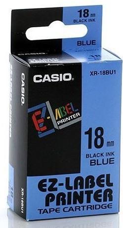 Casio XR-18BU1 18mm schwarz auf blau, 8 Meter (1.80 cm, Blau, Schwarz)