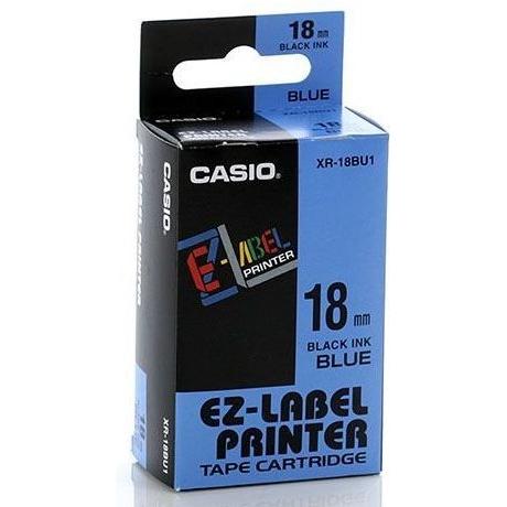Casio, Beschriftungsband, XR-18BU1 18mm schwarz auf blau, 8 Meter (1.80 cm, Schwarz)