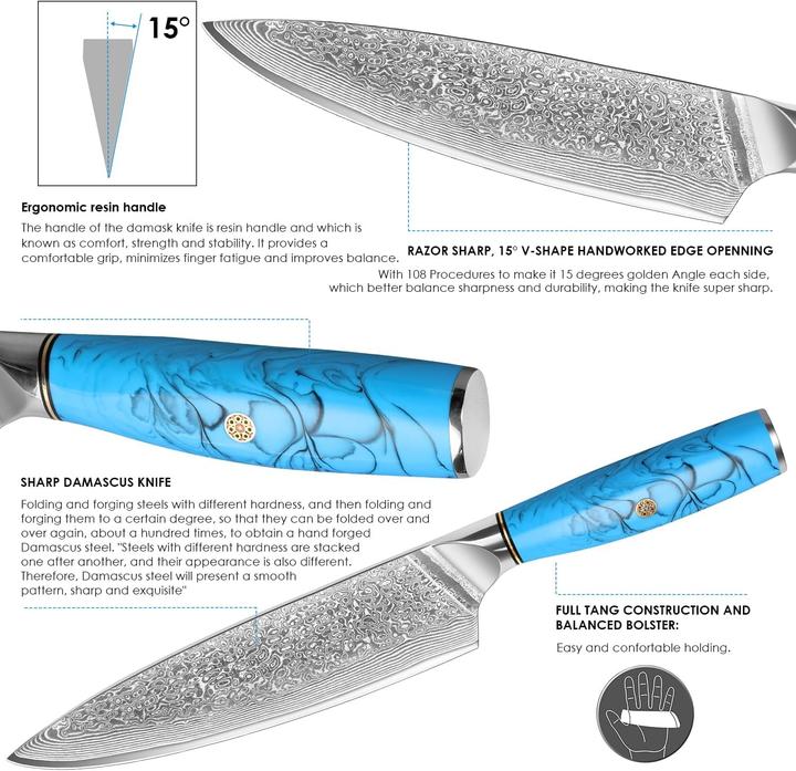 Produktbild Home Safety Damast-Messerset (19.50 cm)