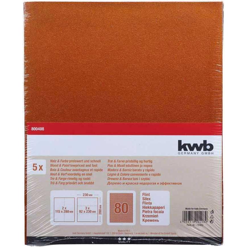 kwb, Schleifmittel, Schleifbogen Flint K 80, 5 Stk. (k80)
