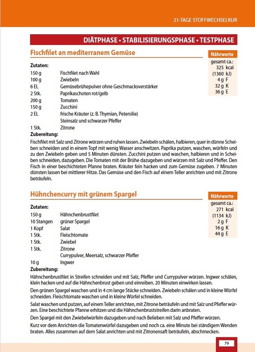 Nutritional values and ingredients Die 21-Tage Stoffwechselkur - das Original- (German Edition) (German, Christian Mörwald, Rudolf Binder, Arno Schikowsky, 2014)