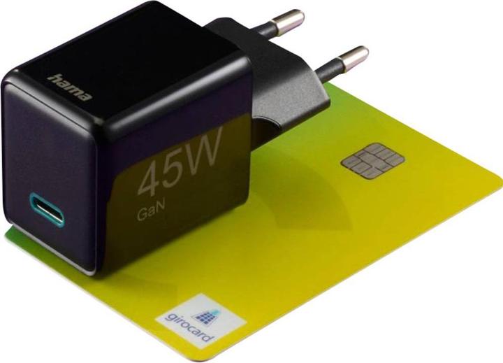 Produktbild Hama Schnellladegerät, USB-C, PD/QC/GaN, Super-Mini-Charger, 45 W, Schwarz (45 W)