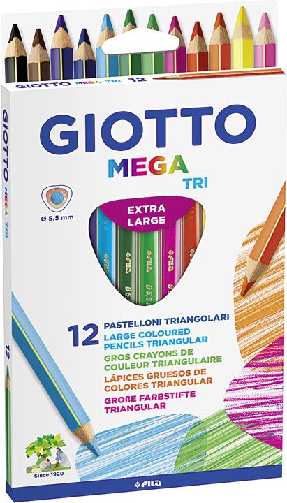 Giotto Pastello di legno 'Mega-Tri (Colori assortiti, 12 x)