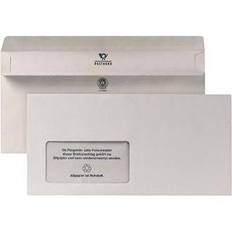 Posthorn, Versandtasche + Luftpolstertasche, Briefumschlag DIN lang 220x110 mm (BxH) mit Fenster 75g/m² mit Selbstklebun...
