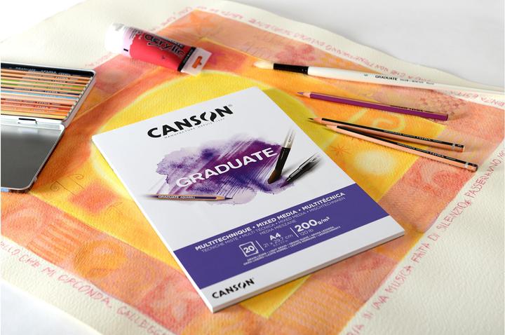 Image du produit Canson Bloc d'études GRADUATE MIXED MEDIA, blanc, DIN A3 (A3, Blanc, Non contraignant)