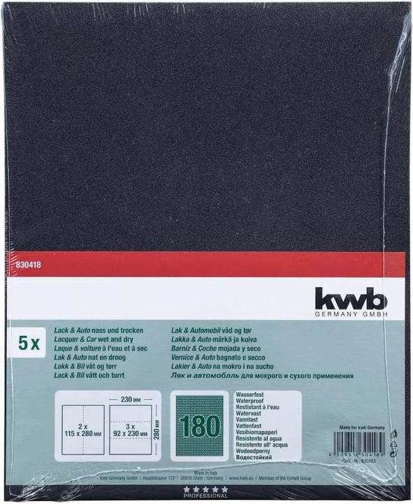 Produktbild kwb Schleifbogen Wasserfest K 180, 5 Stk. (K180)