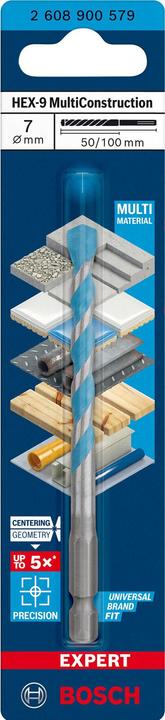 Produktbild Bosch Professional Zubehör EXPERT HEX-9 MultiConstruction Bohrer, 7 x 50 x 100 mm (7 mm)